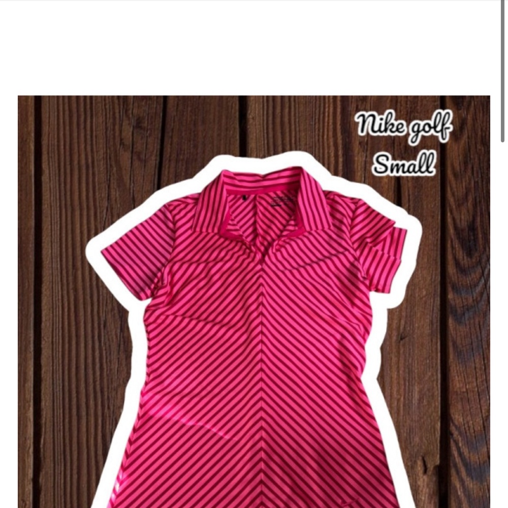 Nike Golf Pink and Black Striped Polo